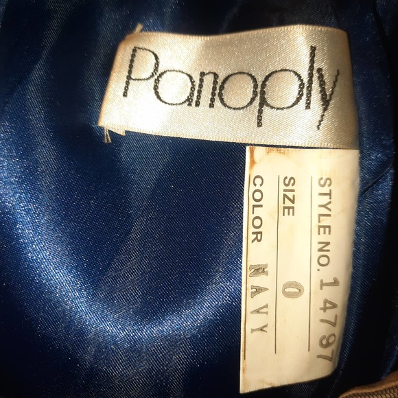 Panoply Navy strapless full skirt gown w/train sequin rhinestone beads 0 - Picture 8 of 16